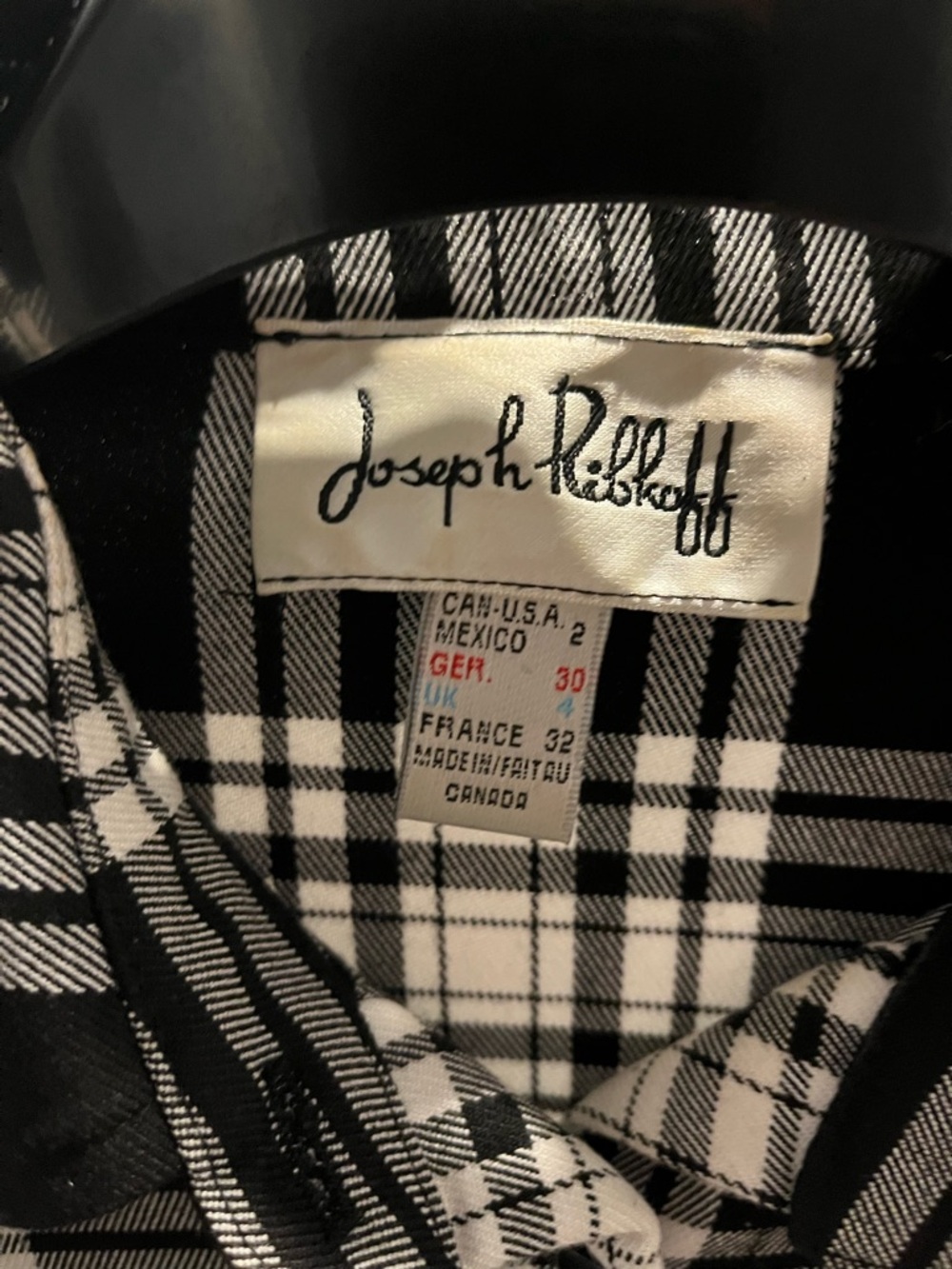 Joseph Black and White Plaid Men’s Button-Down Shirt - Picture 3 of 3